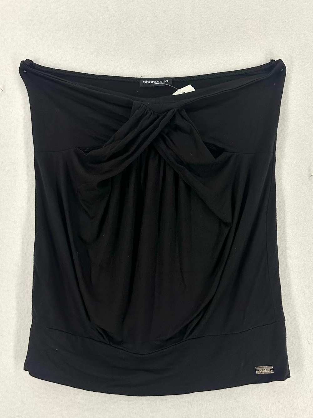 Sharagano Draped Tube Top Women’s S Black Made in France Y2K
